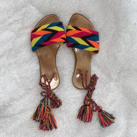 Colorful lace up slip on sandals - Picture 11 of 11
